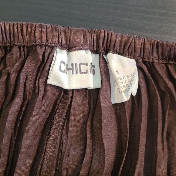 Chicos Satin Crinkle Brown Broomstick Skirt Whimsigoth Dark Fairy Witch Vibes M - Picture 4 of 7